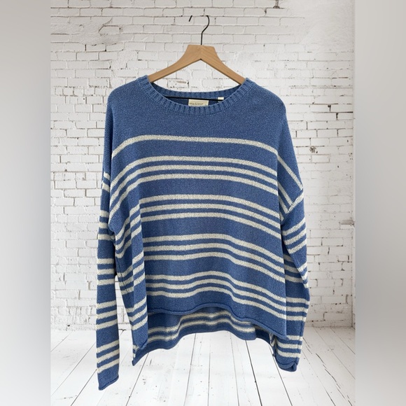 Mia&Tess Blue and White Striped Sweater Size L New With Tags - Picture 4 of 5